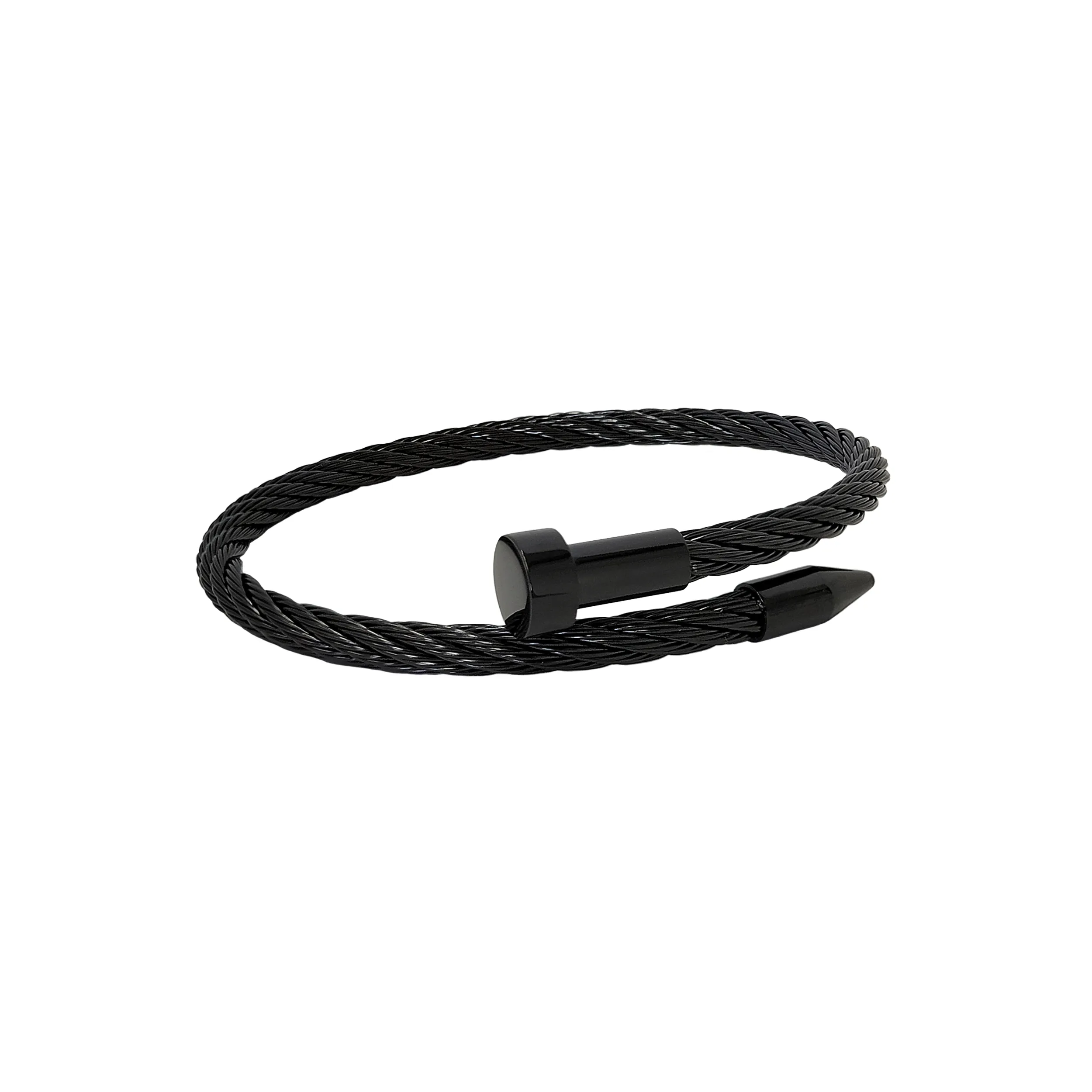 BG004B B.Tiff Black Pointe Cable Bangle Bracelet