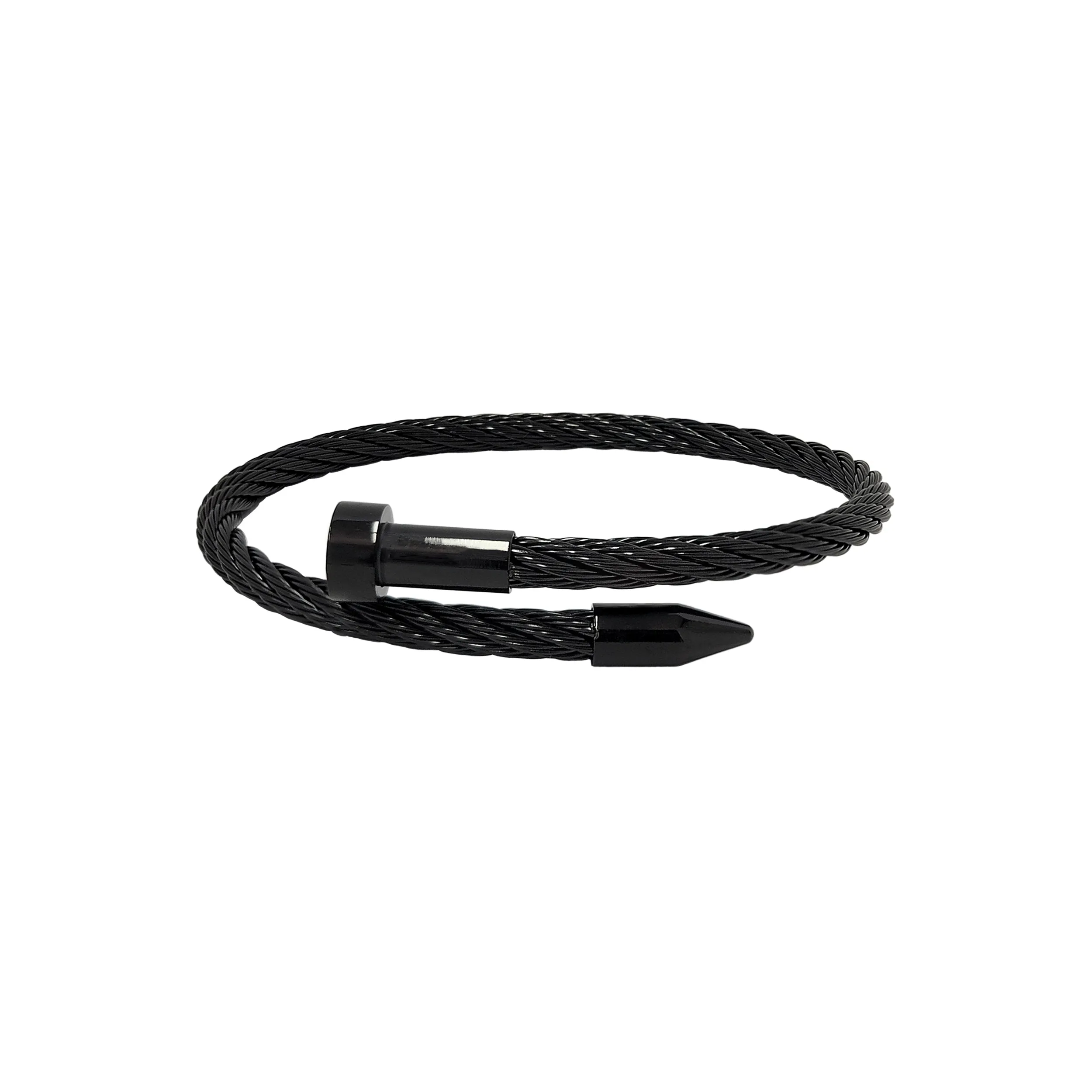 BG004B B.Tiff Black Pointe Cable Bangle Bracelet