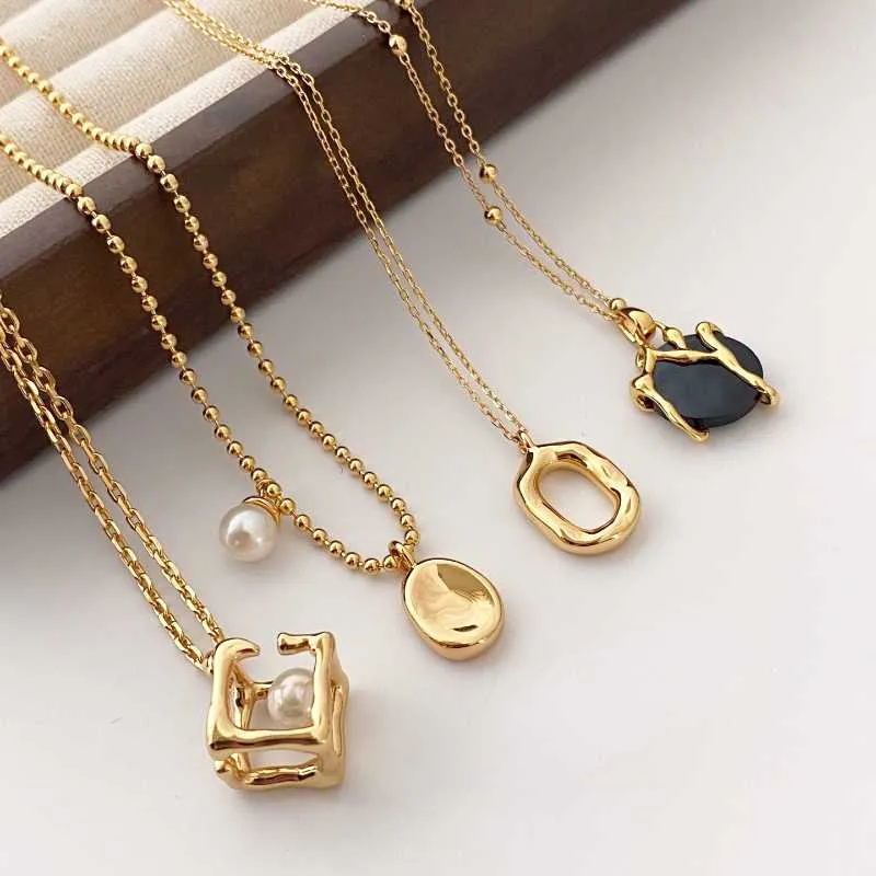 Black Agate Necklace 18k Gold Vermeil