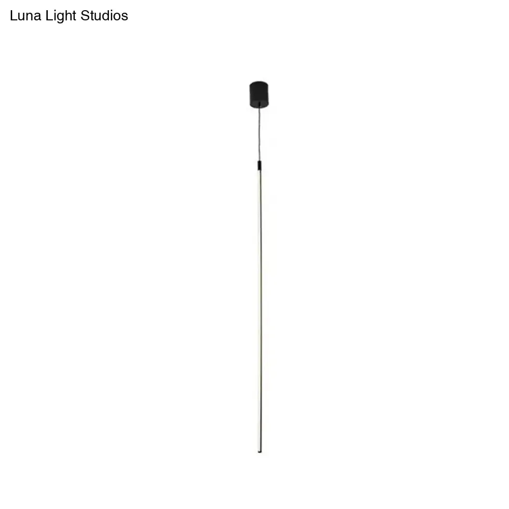 Black LED Stick Pendant: Bedroom Linear Suspension Lighting with Minimalist Metal Design