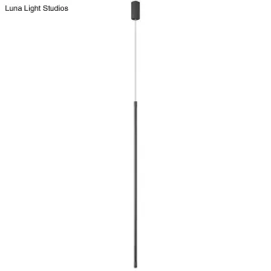 Black LED Stick Pendant: Bedroom Linear Suspension Lighting with Minimalist Metal Design