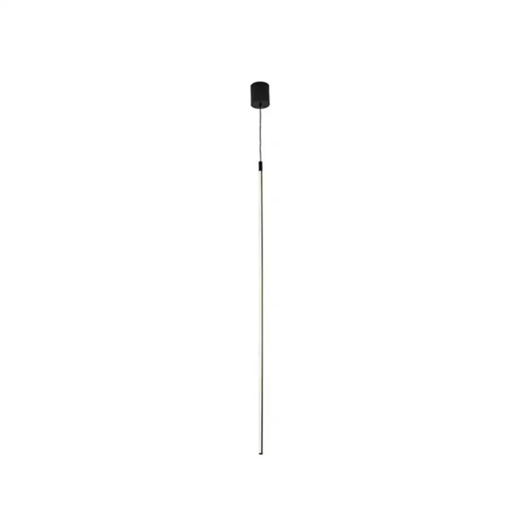 Black LED Stick Pendant: Bedroom Linear Suspension Lighting with Minimalist Metal Design