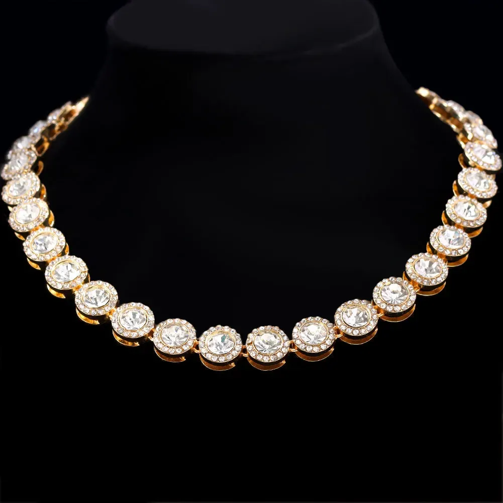 Bling Luxury Crystal Heart Cuban Link Chain Necklace - Women's Iced Out Hip Hop Square & Round Tennis Choker Jewelry