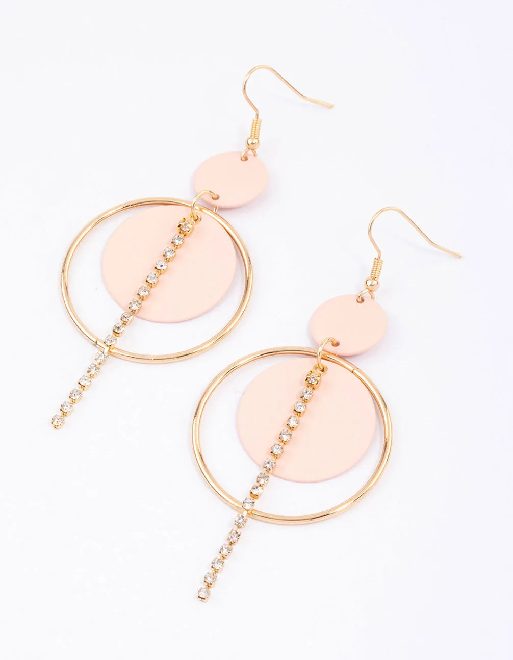 Blush Open Disc Cupchain Drop Earrings