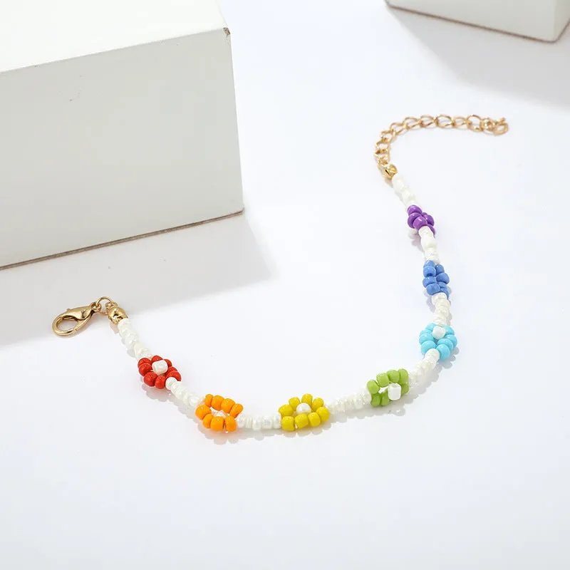 Bohemian Style Hand-woven Multi-color Wax Thread Bracelet Colorful Rice Bead String