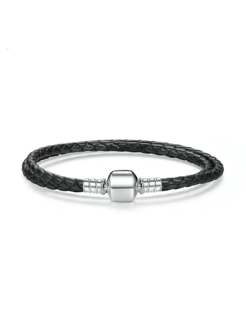 Braided Leather Chain 925 Sterling Silver Snake