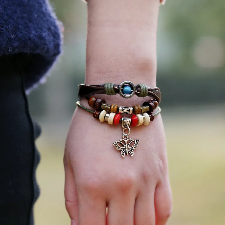 Butterfly Handmade Woven Leather Bracelet