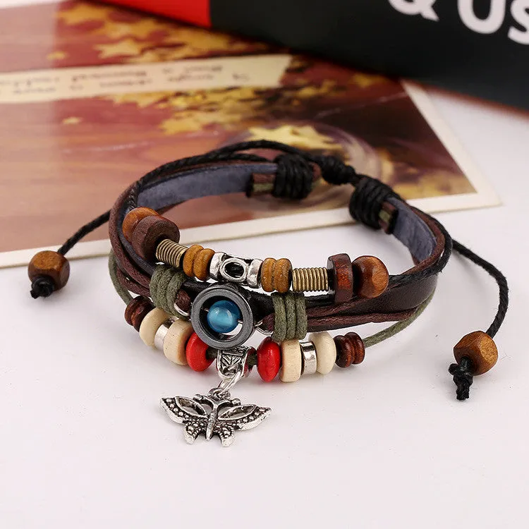 Butterfly Handmade Woven Leather Bracelet