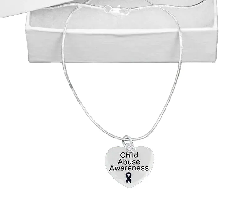 Child Abuse Awareness Heart Necklaces