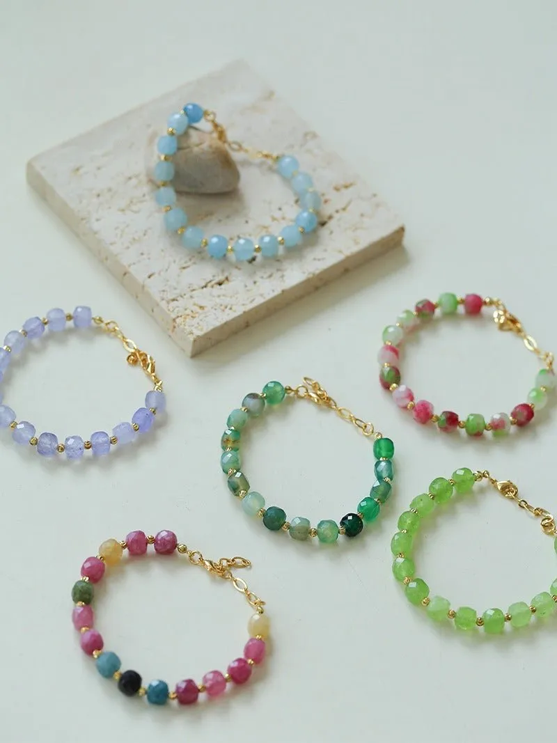 Colorful Dopamine Candy Tourmaline Beaded Bracelet