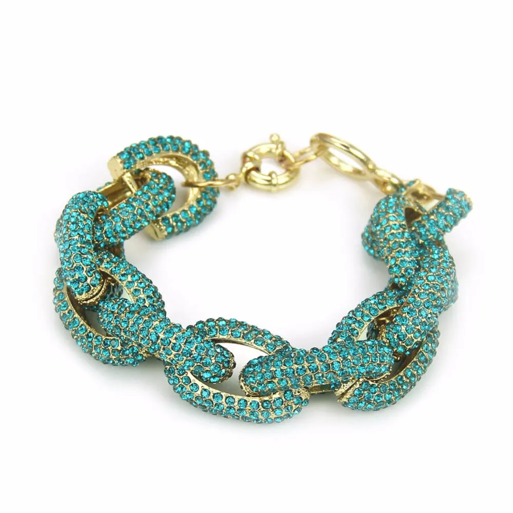 Colorful Link Chain Diamond Bracelet for Women Charms Gifts for Mom