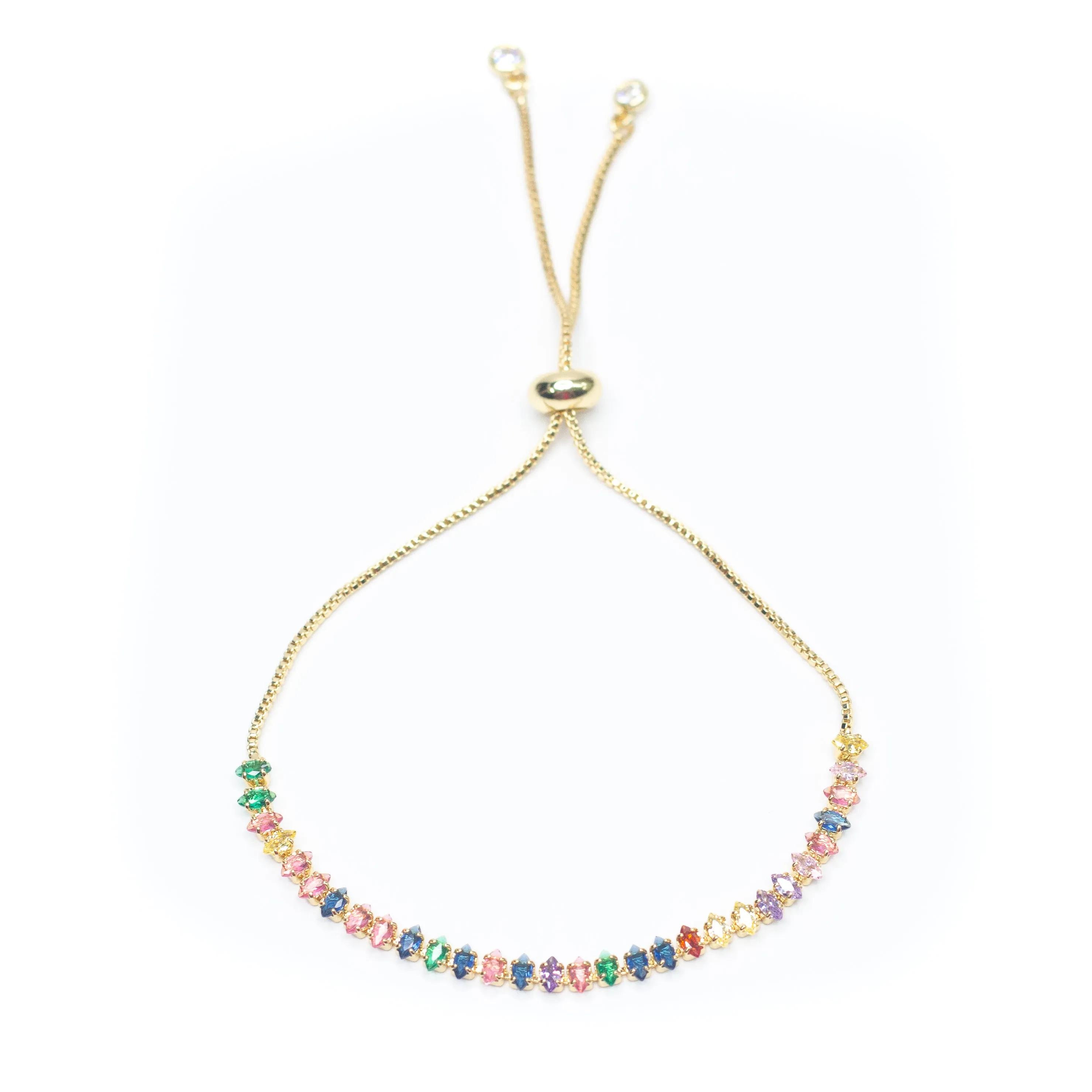 Colorful Pave' CZ Adjustable Bracelet