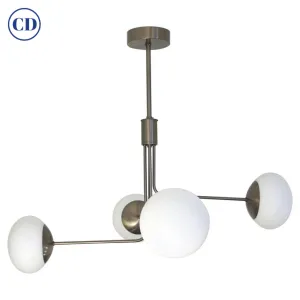 Contemporary Italian Oil Rubbed Bronze White Murano Glass 4-Globe Chandelier