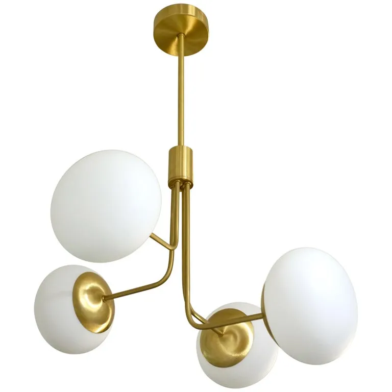 Contemporary Italian Oil Rubbed Bronze White Murano Glass 4-Globe Chandelier