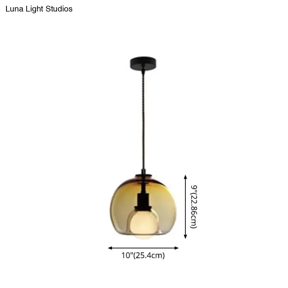 Contemporary Minimalist Glass Globe Pendant Light - Indoor Hanging Lamp