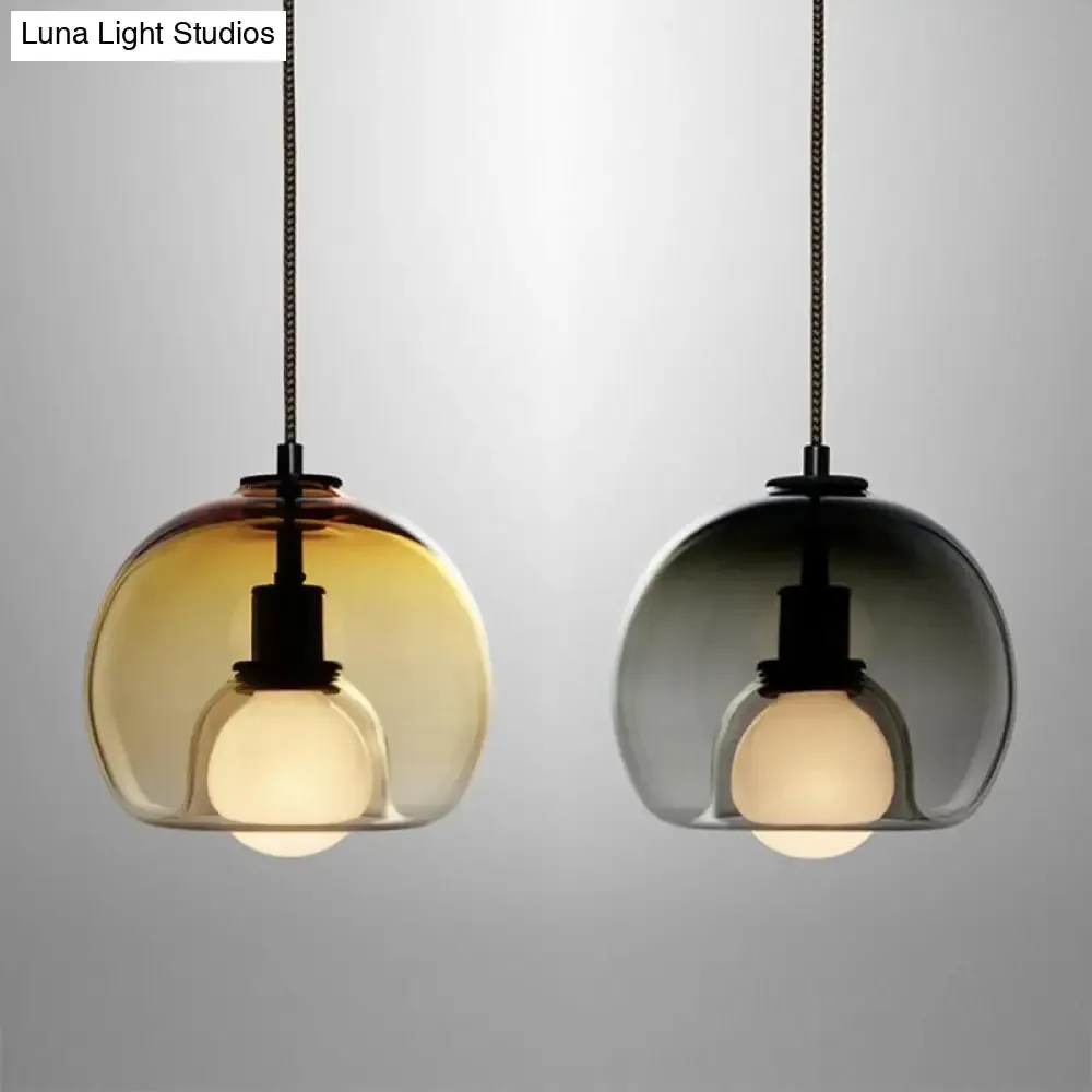 Contemporary Minimalist Glass Globe Pendant Light - Indoor Hanging Lamp