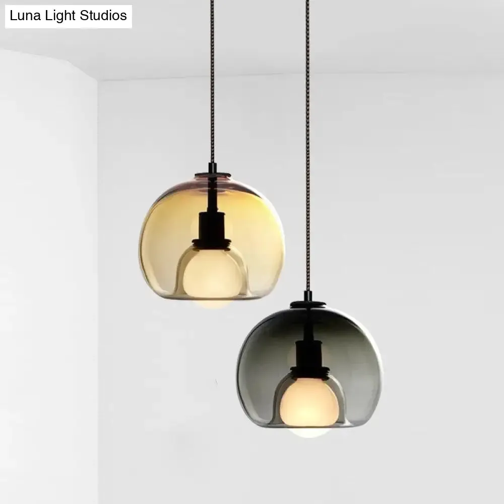 Contemporary Minimalist Glass Globe Pendant Light - Indoor Hanging Lamp