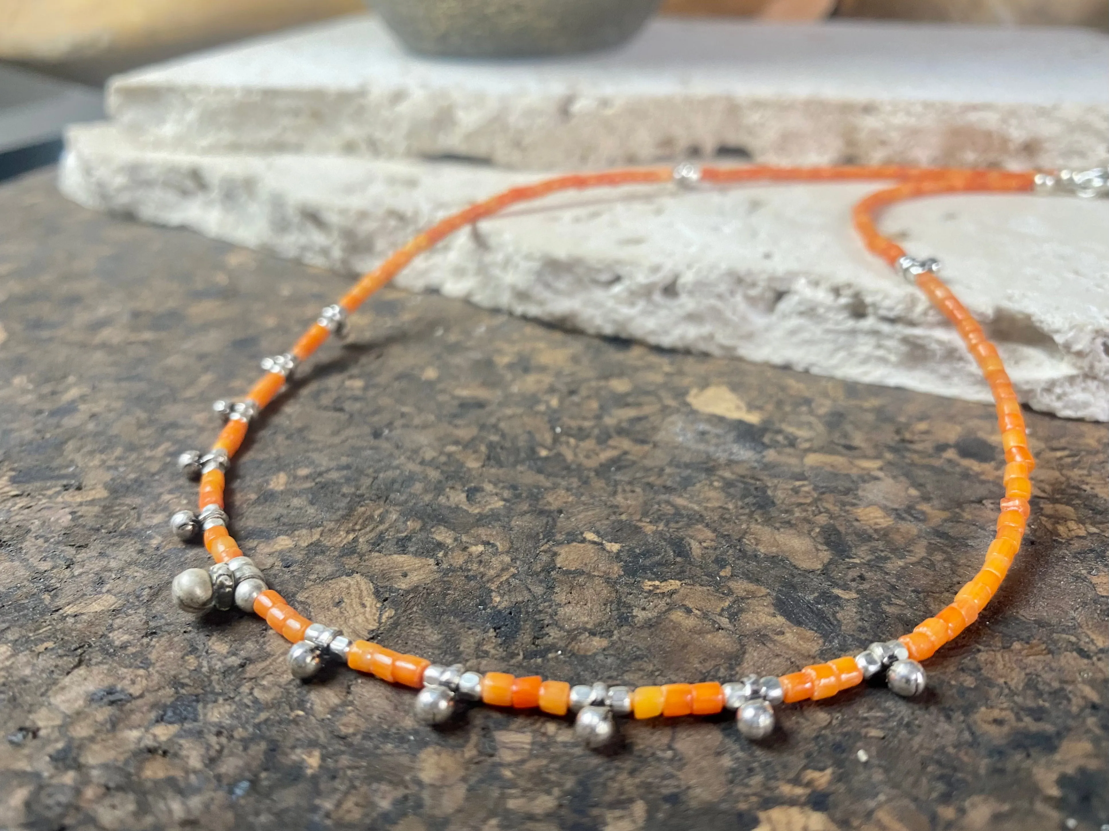 Coral and Rajasthani Silver Necklace