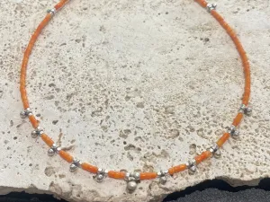 Coral and Rajasthani Silver Necklace