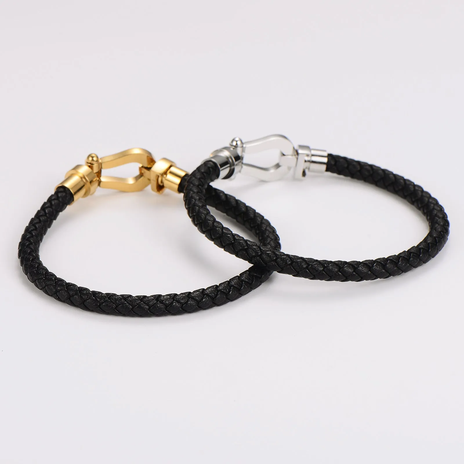 Couple Versatile Checkered Stripe Hollow Geometric Leather Bangles