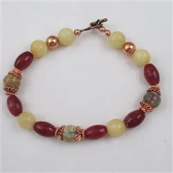 Crazy Lace Agate Gemstone and Copper Bracelet