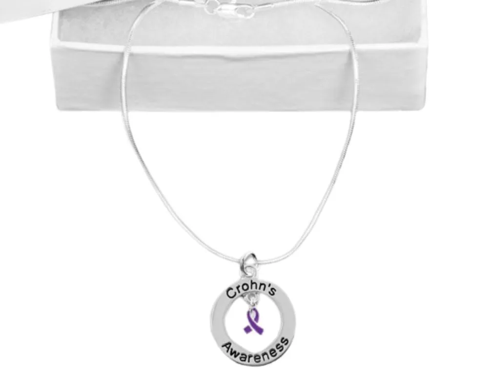 Crohn's Awareness Round Charm Necklaces