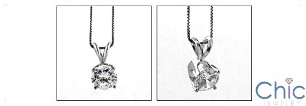 Cubic Zirconia Cz 2 Ct Round Solitaire Pendant