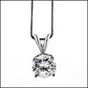 Cubic Zirconia Cz 2 Ct Round Solitaire Pendant