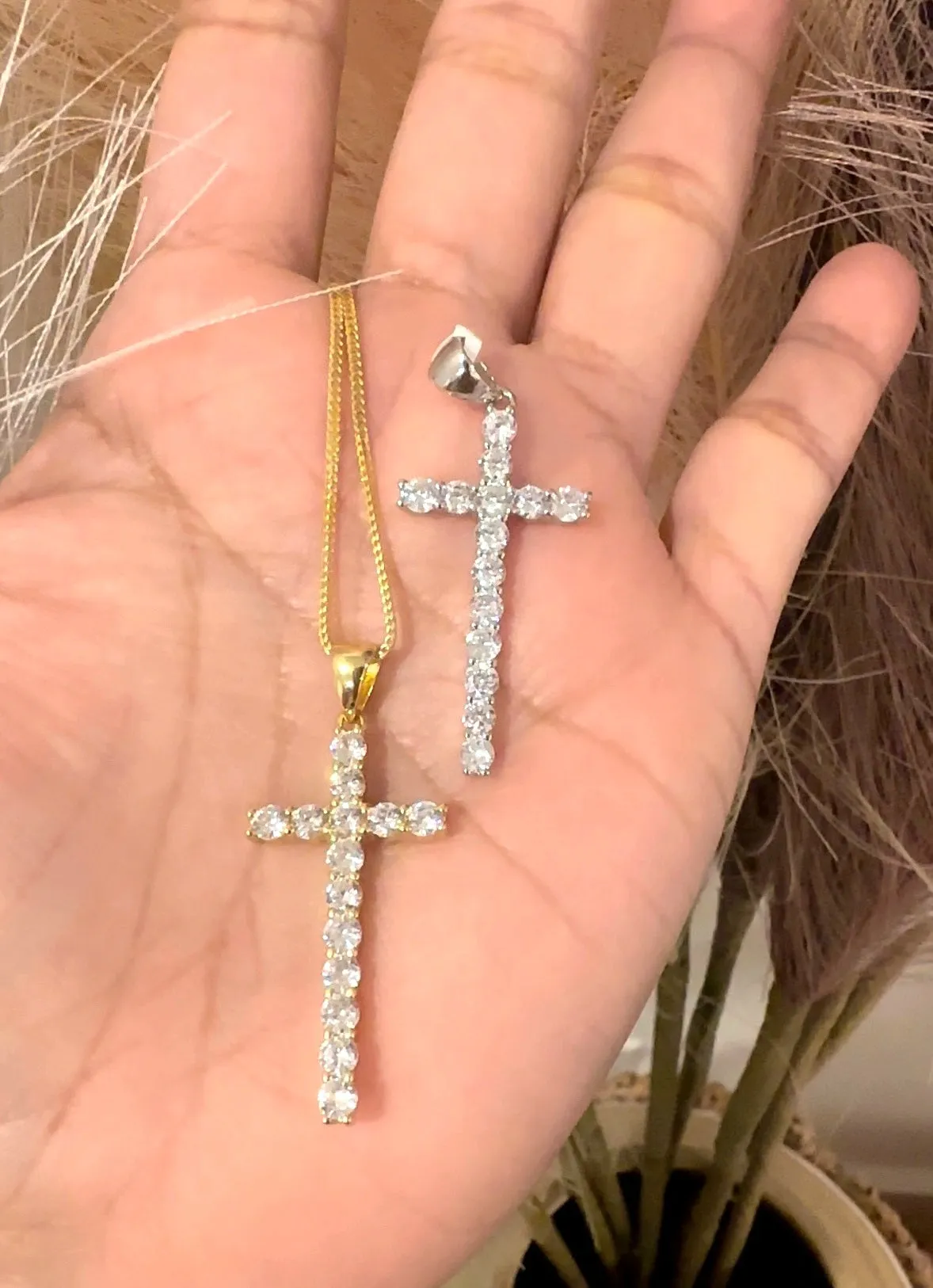 Cubic Zirconia Filled Cross Necklace