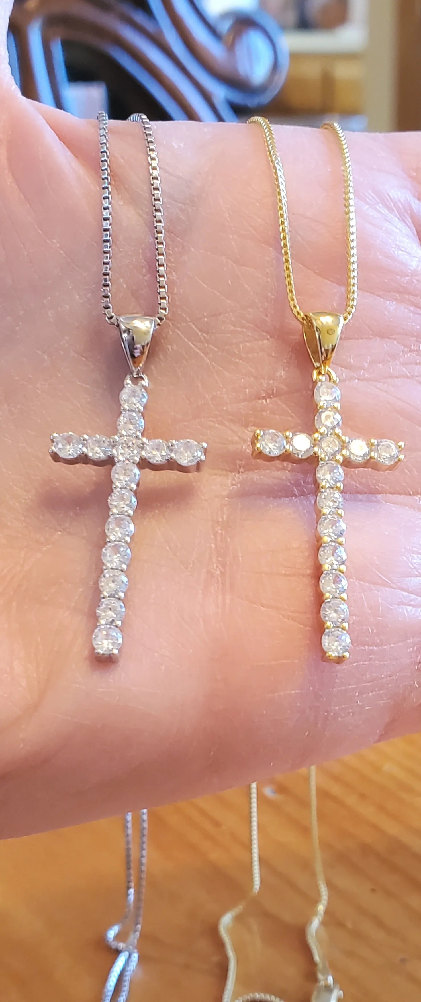 Cubic Zirconia Filled Cross Necklace