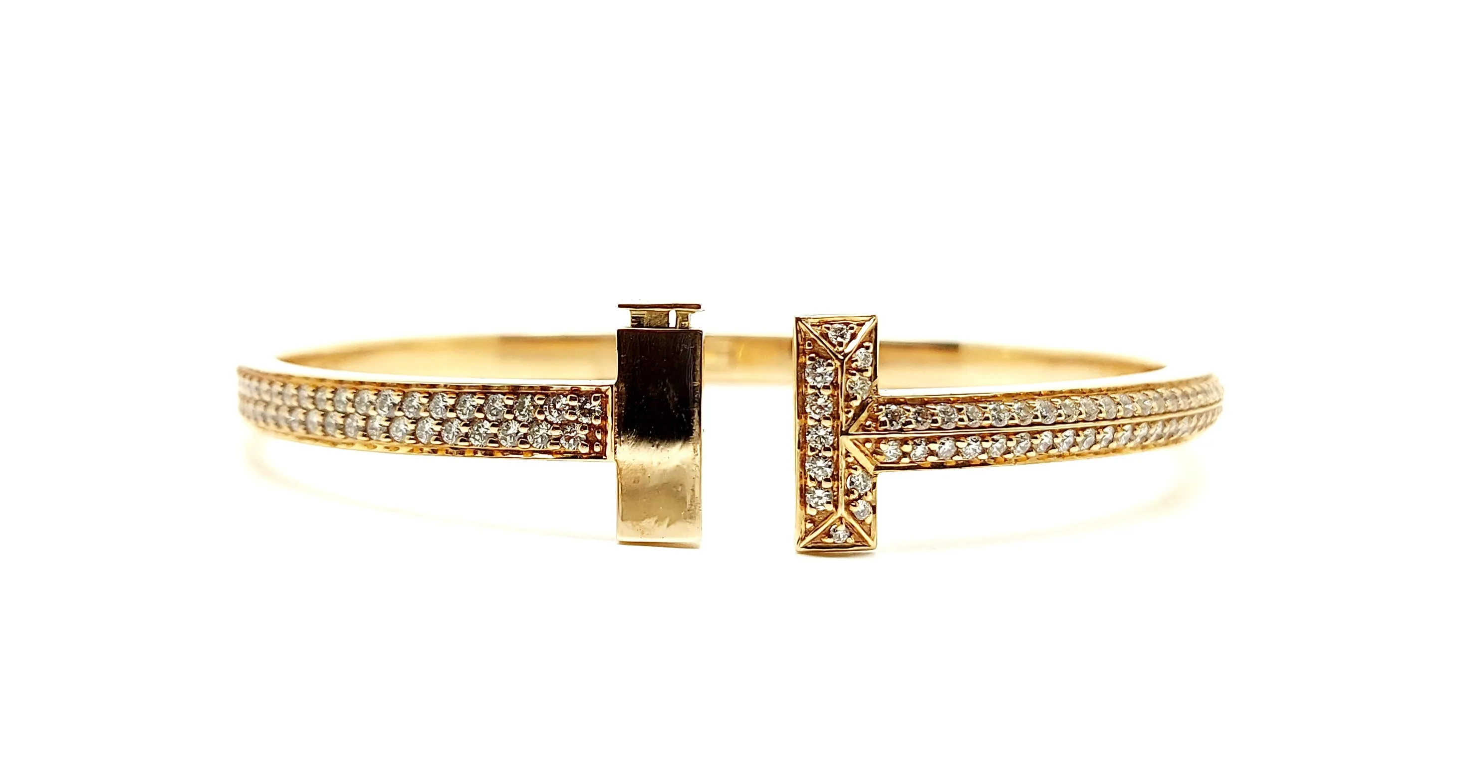 Diamond T Pave Bangle in 14k Rose Gold AD No. 2216