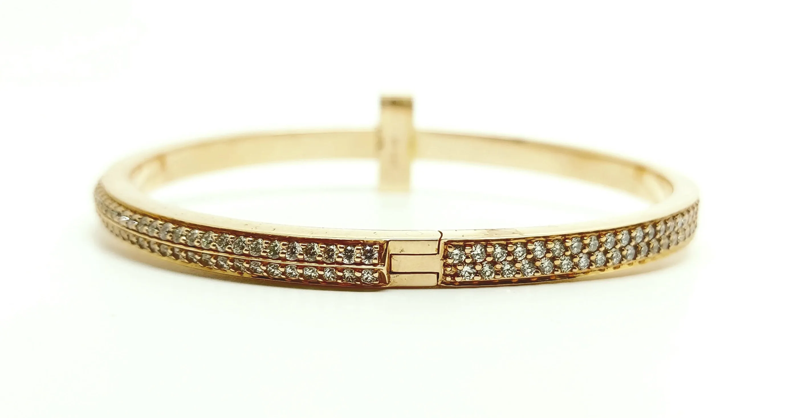 Diamond T Pave Bangle in 14k Rose Gold AD No. 2216