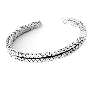 Double Row Sterling Silver Men Bangle Bracelet Made from 925 Sterling Silver