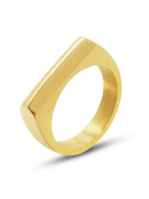 Downtown Gold Bar Ring,  Daily Wear 18k Gold Plated, Stainless Steel Simplistic Ring