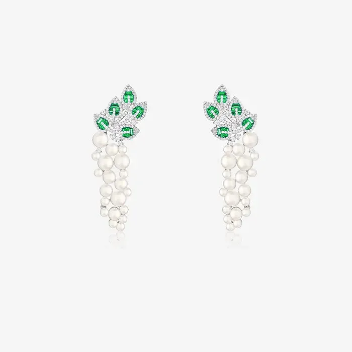 Emerald Branches CZ Leaves Earrings