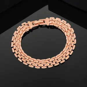 Estele Rose Gold Plated Slender Brick Link Bracelet for Women