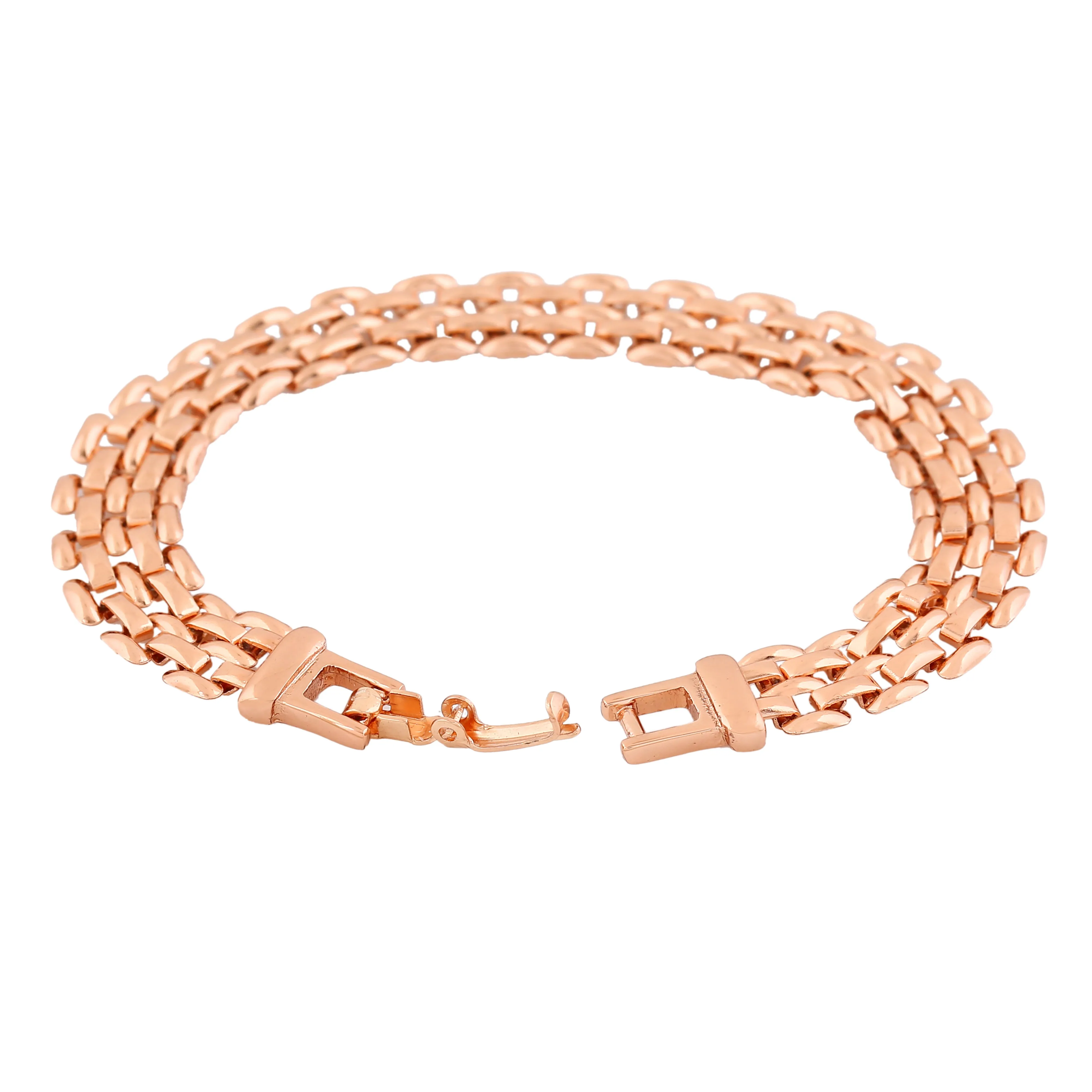 Estele Rose Gold Plated Slender Brick Link Bracelet for Women