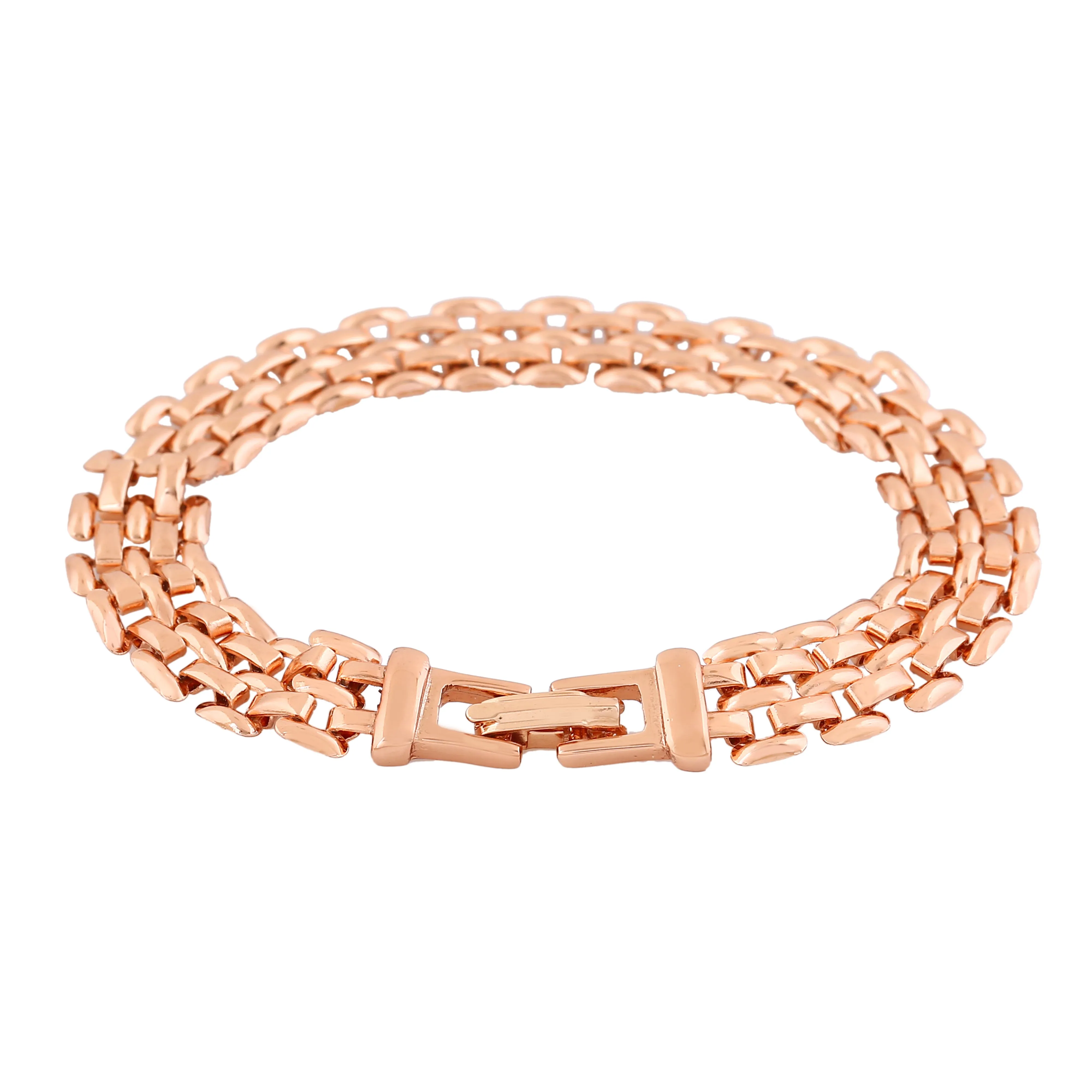 Estele Rose Gold Plated Slender Brick Link Bracelet for Women