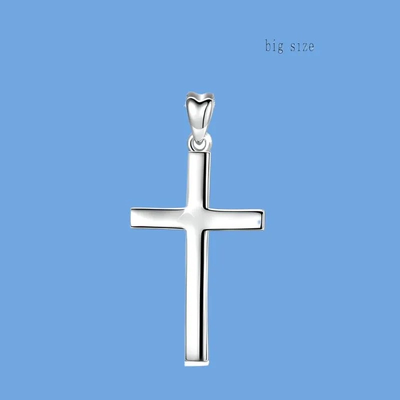 EUDORA 925 Sterling Silver Minimalist Cross Necklace - Tiny Dainty Pendant in Small or Large Size