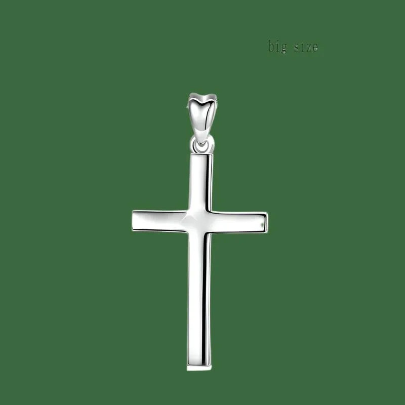 EUDORA 925 Sterling Silver Minimalist Cross Necklace - Tiny Dainty Pendant in Small or Large Size