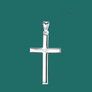 EUDORA 925 Sterling Silver Minimalist Cross Necklace - Tiny Dainty Pendant in Small or Large Size