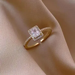 Exquisite Simple Square Zircon Open Finger Rings Charm Jewelry RCJNN46