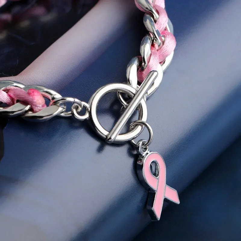 Fashion handmade bracelet women collares bijoux silver bracelet pulseras hombre charm bracelets Breast Cancer Awareness