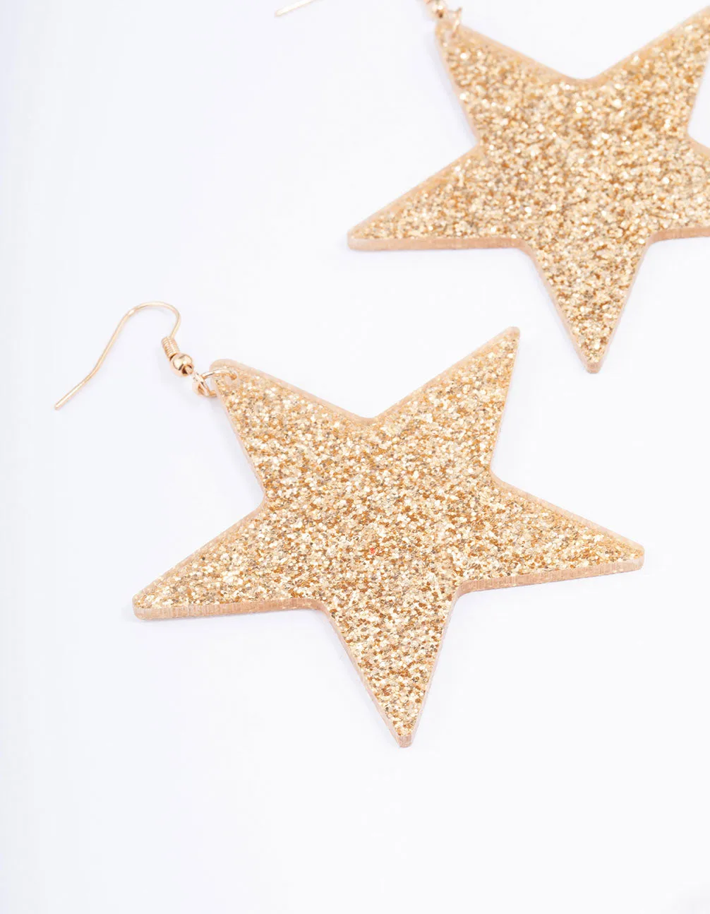 Gold Glitter Star Drop Earrings