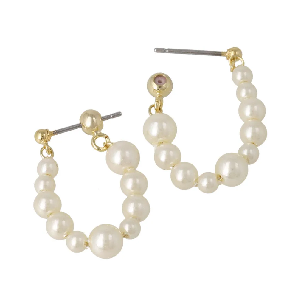 Graduated Pearl Hoop Earrings