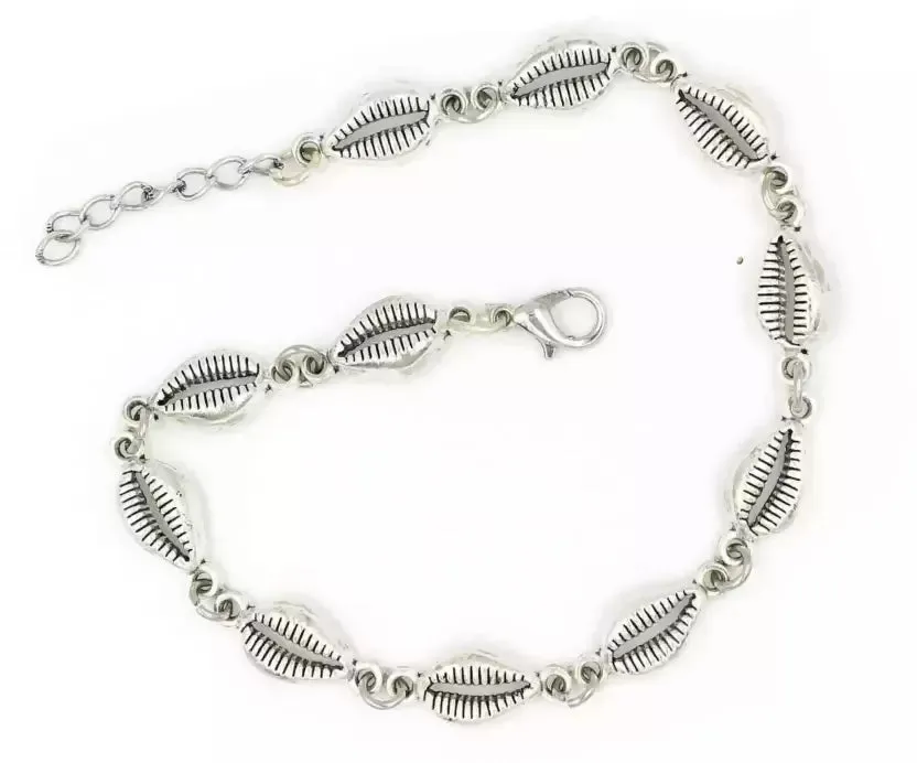 Gurjari Jewellers Silver Chain with Turquise   Kodi oxidised Beads Anklets Silver Anklet