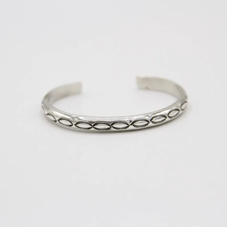 Half Round Stamped Silver Cuff by K. McCrae