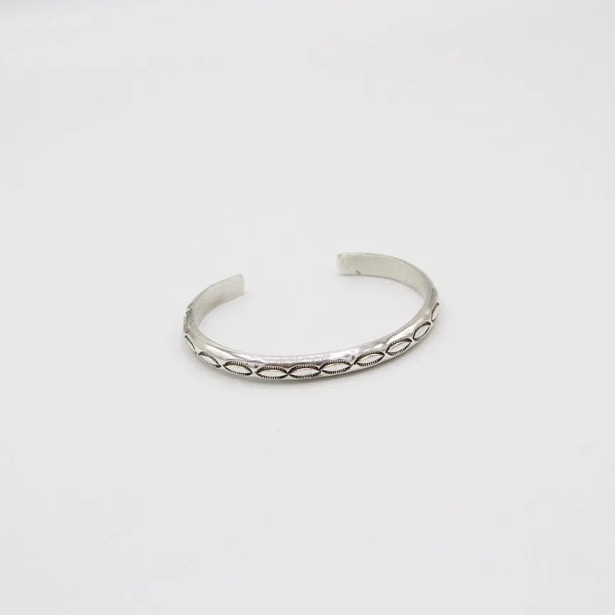 Half Round Stamped Silver Cuff by K. McCrae