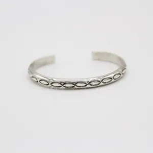 Half Round Stamped Silver Cuff by K. McCrae