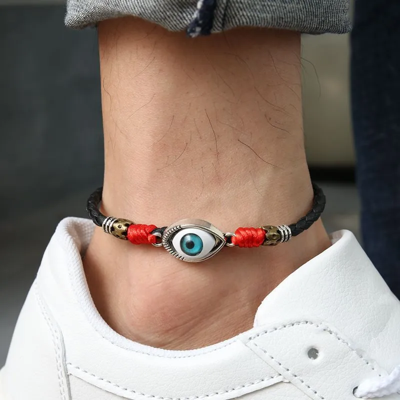 Handmade Lucky Turkish Blue Evil Eye Foot Jewelry for Men